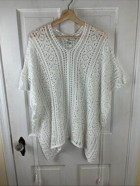 House of Harlow Crochet Cardigan Pullover V-Neck Swim cover up